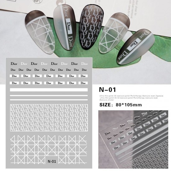 3D-N01   10pcs/lot Dior Nail Stickers