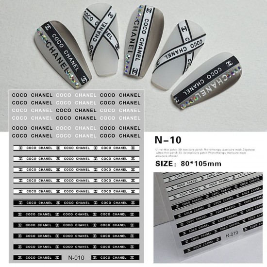 3D-N10   10pcs/lot Chanel Nail Stickers