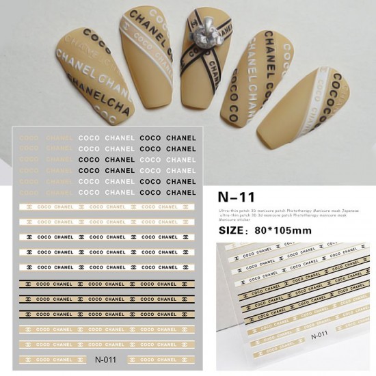 3D-N11   10pcs/lot Chanel Nail Stickers