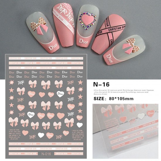 3D-N16   10pcs/lot Dior Nail Stickers