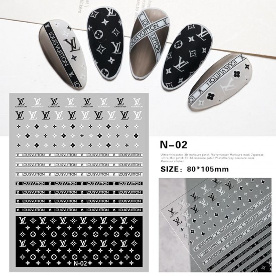 3D-N02   10pcs/lot LV Nail Stickers