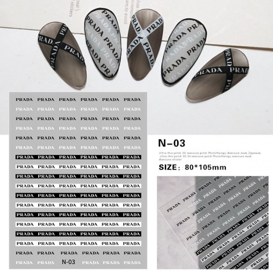 3D-N03   10pcs/lot PRADA Nail Stickers