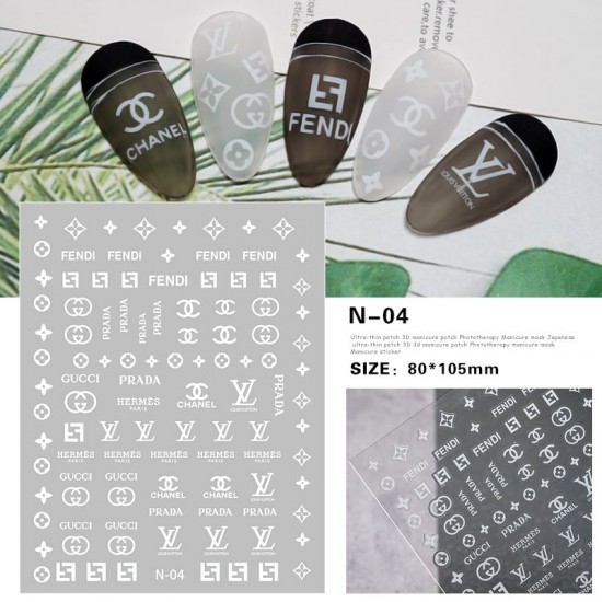 3D-N04   10pcs/lot Brand Logo Nail Stickers