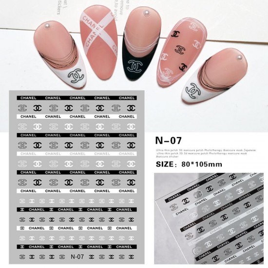 3D-N07   10pcs/lot Chanel Nail Stickers