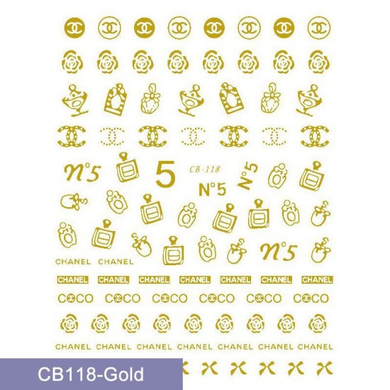 CB118-Gold   10pcs/lot Chanel Nail Stickers