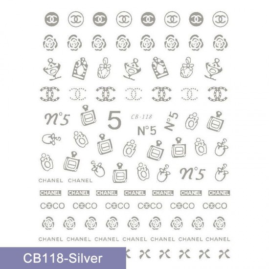 CB118-Silver   10pcs/lot Chanel Nail Stickers