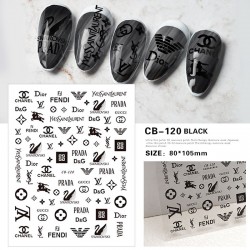 CB120-Black   10pcs/lot Brand Logo Nail Stickers