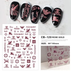 CB120-Rose Gold   10pcs/lot Brand Logo Nail Stickers