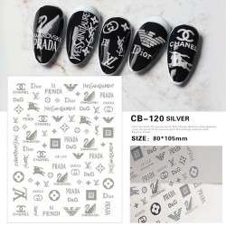 CB120-Silver   10pcs/lot Brand Logo Nail Stickers