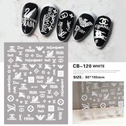 CB120-White   10pcs/lot Brand Logo Nail Stickers