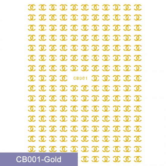 CB001-gold  10pcs/lot Chanel Nail Art