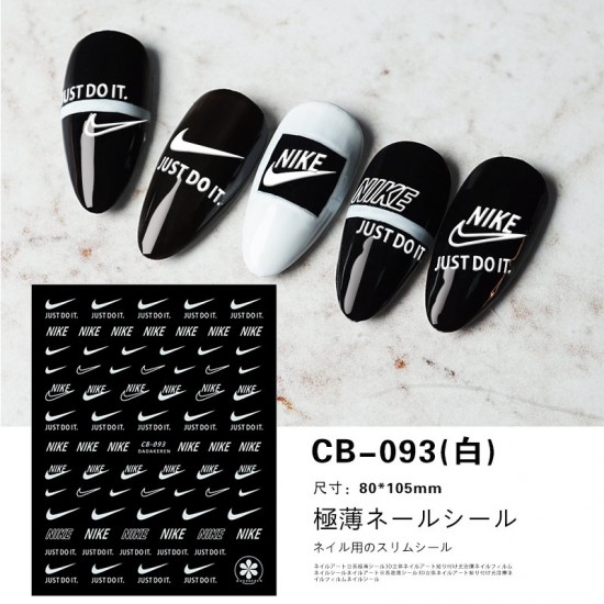 CB093-white  10pcs/lot Nike Nail Art