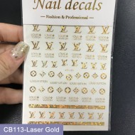 CB113-Laser Gold 10pcs/lot LV Nail Art