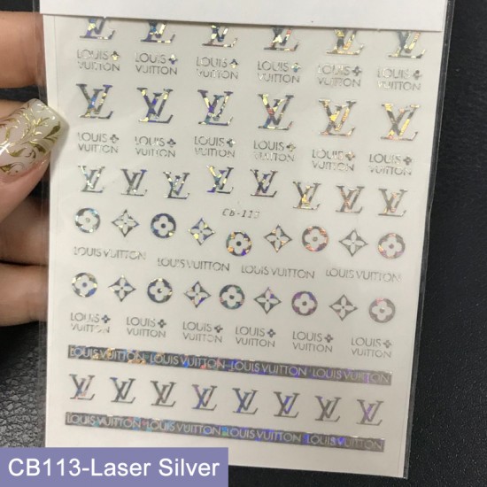 CB113-Laser Silver 10pcs/lot LV Nail Art