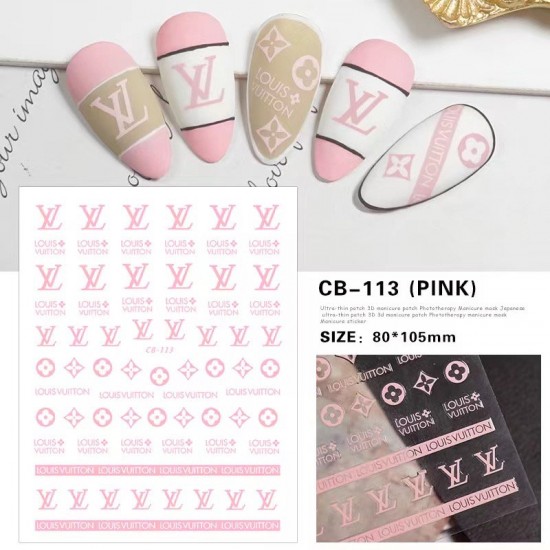 CB113-pink  10pcs/lot LV Nail Art