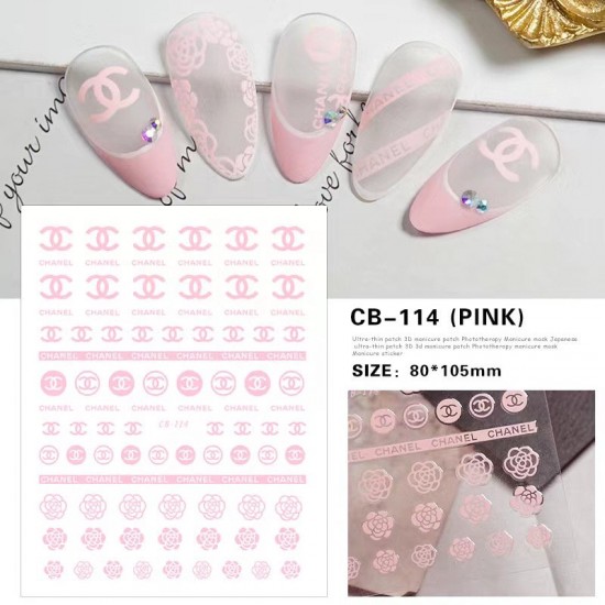 CB114-pink  10pcs/lot Chanel Nail Art