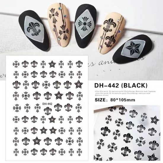 DH442-black  10pcs/lot Chrome Hearts Nail Art