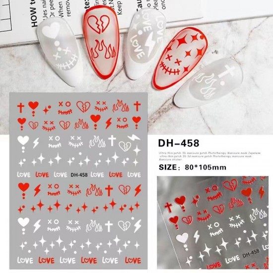 DH458  10pcs/lot Chrome Hearts Nail Art