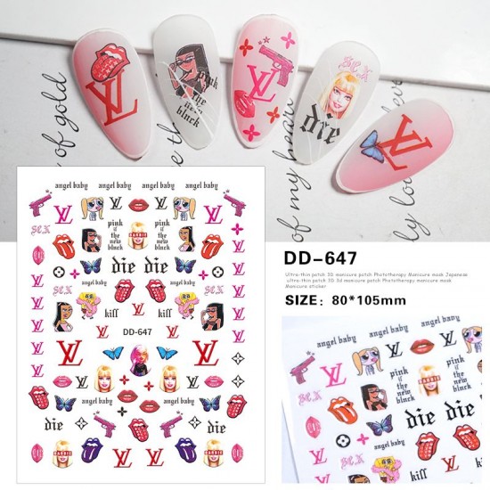 DD647   10pcs/lot LV Nail Stickers