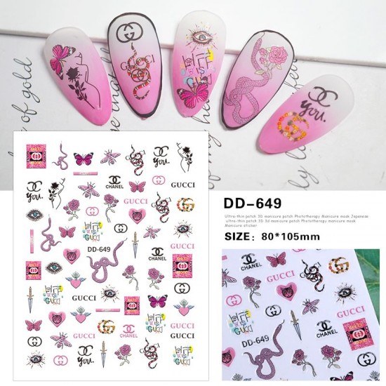 DD649   10pcs/lot Gucci Nail Stickers