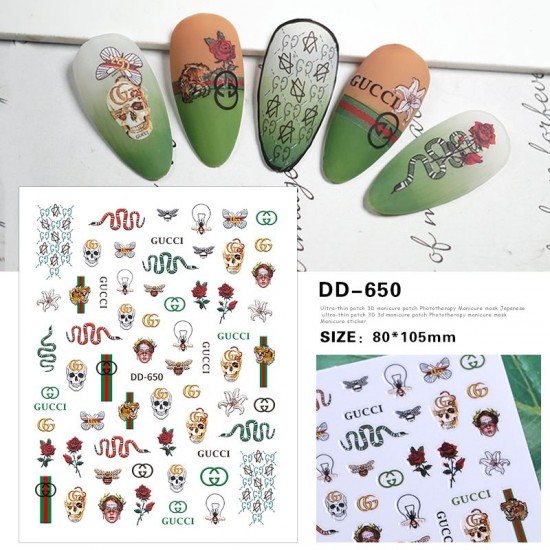 DD650   10pcs/lot Gucci Nail Stickers