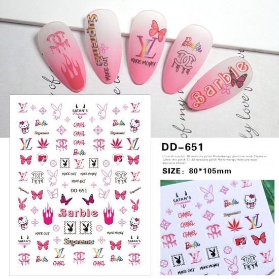 DD651   10pcs/lot Brand Logo Nail Stickers