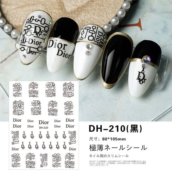 DH210-Black   10pcs/lot Dior Nail Stickers