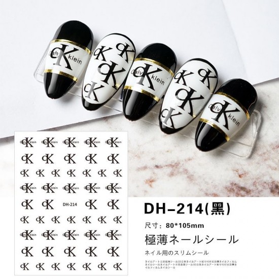 DH214-Black   10pcs/lot CK Nail Stickers