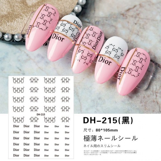 DH215-Black   10pcs/lot Dior Nail Stickers