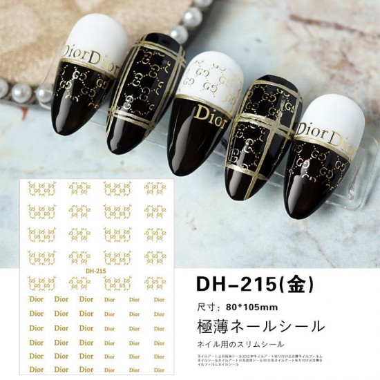 DH215-Gold   10pcs/lot Dior Nail Stickers