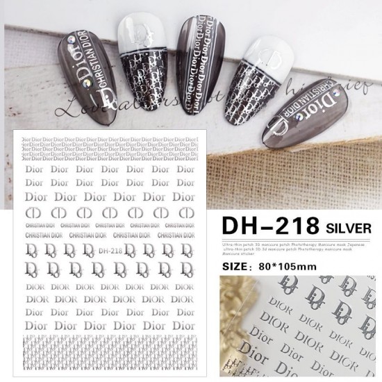 DH218-Silver   10pcs/lot Dior Nail Stickers