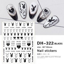 DH322-Black   10pcs/lot Playboy Nail Stickers