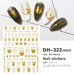 DH322-Gold   10pcs/lot Playboy Nail Stickers