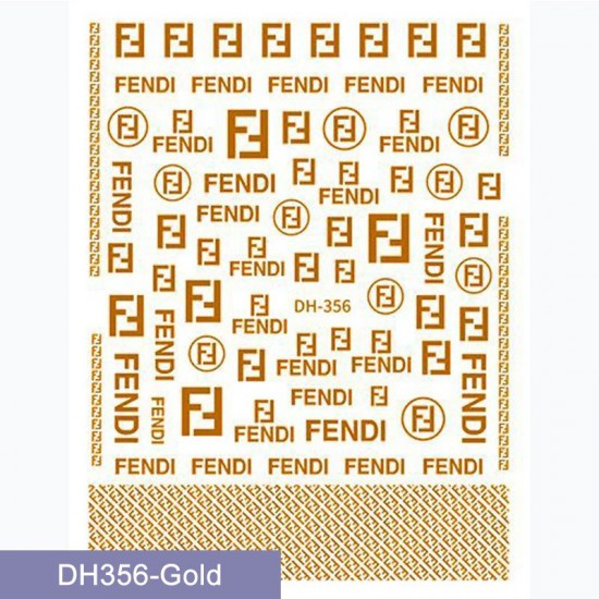 DH356-Gold   10pcs/lot Fendi Nail Stickers