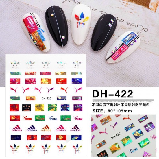 DH422   10pcs/lot adidas Nail Stickers