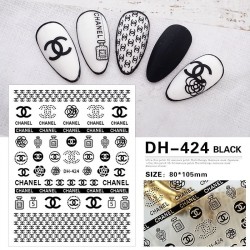 DH424-Black   10pcs/lot Chanel Nail Stickers