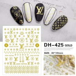 DH425-Gold   10pcs/lot LV Nail Stickers