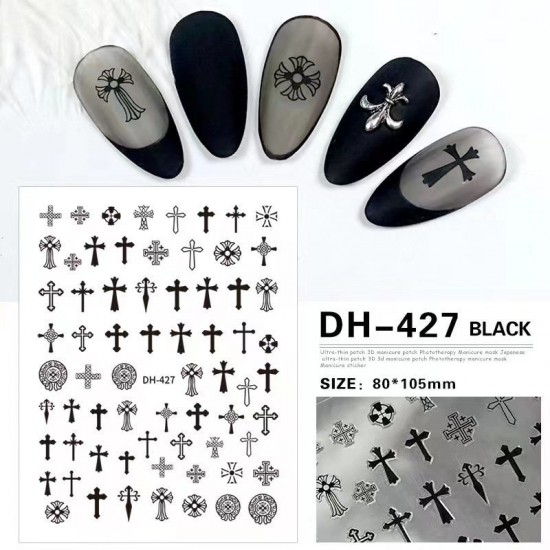 DH427-Black  10pcs/lot Chrome Hearts Nail Art