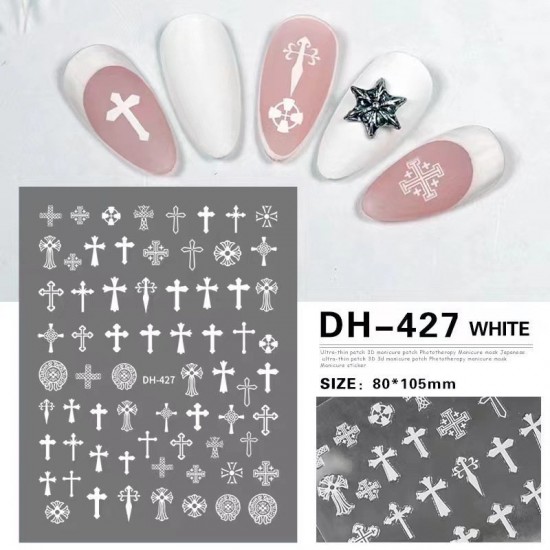 DH427-White  10pcs/lot Chrome Hearts Nail Art