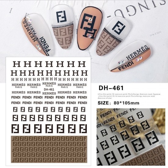 DH461   10pcs/lot Hermes/Fendi Nail Stickers