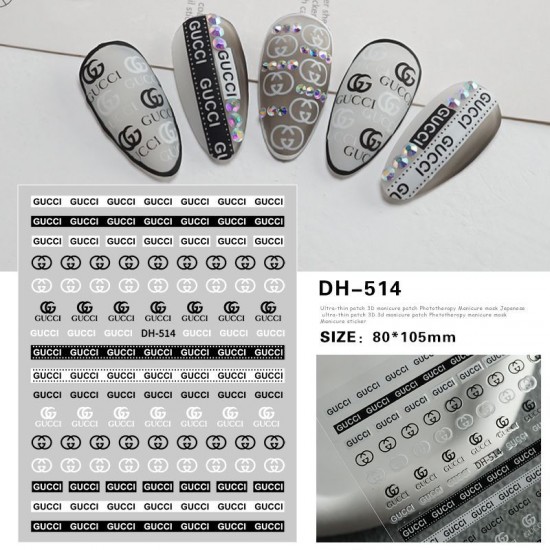 DH514   10pcs/lot Gucci Nail Stickers