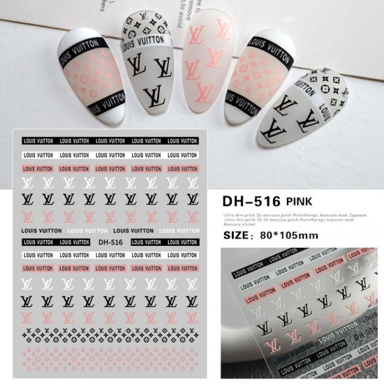 DH516-Pink   10pcs/lot LV Nail Stickers