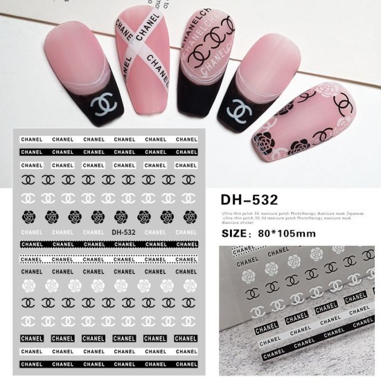 DH532   10pcs/lot Chanel Nail Stickers