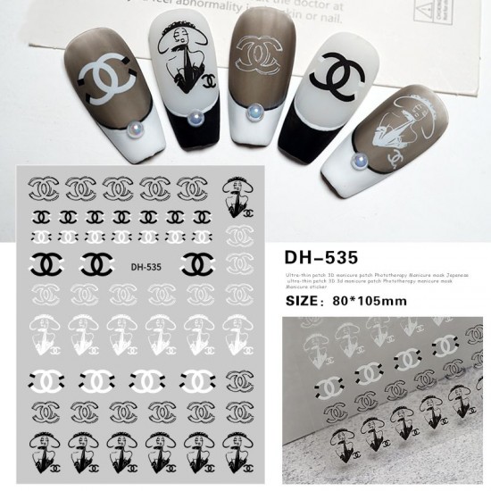 DH535   10pcs/lot Chanel Nail Stickers