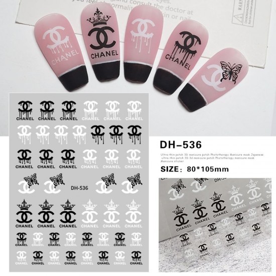 DH536   10pcs/lot Chanel Nail Stickers