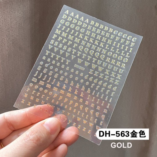 DH563-Gold   10Sheets/lot  English alphabet  Nail Art