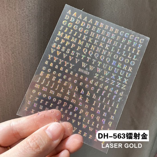 DH563-Laser Gold  10Sheets/lot  English alphabet  Nail Art