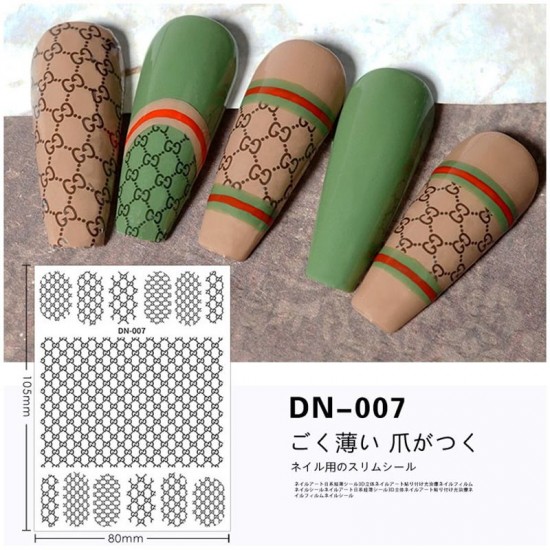 DN007   10pcs/lot Gucci Nail Stickers