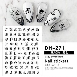 DH271-Black   10pcs/lot  Gothic Lettering  Nail Art