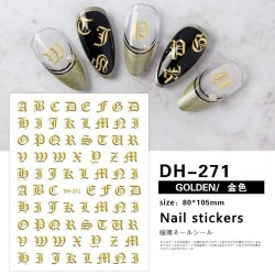 DH271-Gold   10pcs/lot  Gothic Lettering  Nail Art